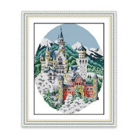 Cross Stitch Winter Castle Living Room Winter Snow Scene Self-Embroidered Diy Materials Home Decoration Painting Haberdashery