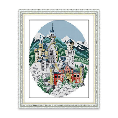 Cross Stitch Winter Castle Living Room Winter Snow Scene Self-Embroidered Diy Materials Home Decoration Painting Haberdashery