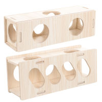 OULII 2pcs Hamster Tunnels Wood Hamster Hideout หนูตะเภา Hideout หนูตะเภาซ่อนอุโมงค์