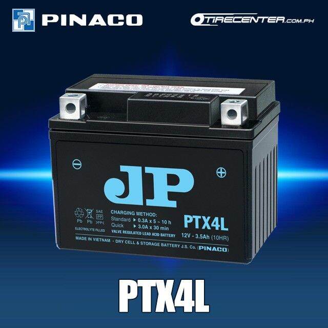 PINACO JP 4L VRLA Motorcycle Battery, 12V3.5Ah, 113x70x85mm, For MIO