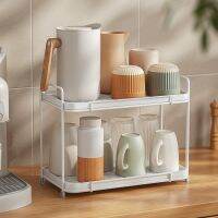 【CC】 Cup Storage Rack With Tray Double-layer Glass Tabletop Drain Shelf