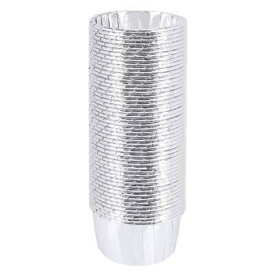 50Pcs Aluminum Foil Cupcake Cups Disposable Muffin Liners Baking Cups Aluminum Cupcake Tip Pan Ramekin Holders Little Pudding Cups