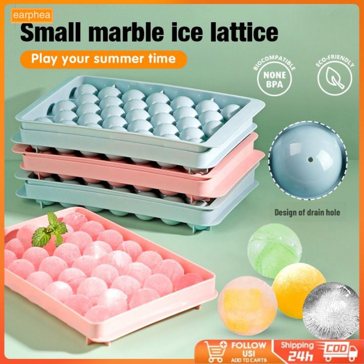 33 Grids Plastic Ice Cube Tray With Lid Round Ice Ball Maker Mold For  Refrigerator