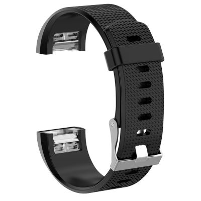 สำหรับ Fitbit Charge 2สายนาฬิกาข้อมือซิลิโคนพื้นผิวทั่วไปพร้อมหัวเข็มขัดขนาด: L (สีดำ) (ลดราคาเอง)