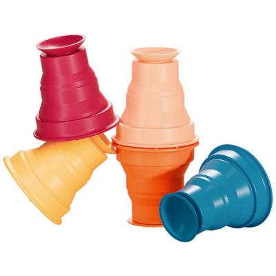 Silicone Collapsible Cups Children Stackable Suction Cup Mugs Kids Colorful Drinking Mug Outdoor Travel Cute Drink Mugs custody