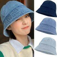 HOT★Topi Bucket ผ้าเดนิมพับได้ปีกกว้างหมวกฮิปฮอป Gorros ผู้ชายผู้หญิงหมวกชาวประมงธรรมดาปานามาหมวกบังแดดลำลองกลางแจ้งฤดูใบไม้ผลิฤดูร้อน