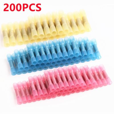 200/100/50Pcs Heat Shrink Butt Connectors Waterproof Electrical Wire Splice Sleeve Connector Cable Crimp Terminals AWG 16-14 Kit Electrical Circuitry