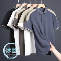 Mens Short-Sleeved T-Shirt Polo Shirt Summer Lel Ice Silk Thin Half-Sleeved T-Shirt Dads Business Casual Top