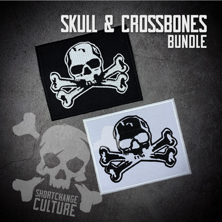 ตัวรีดติดเสื้อ-ตัวรีดลายปัก-อาร์มปัก-skull-amp-crossbones-patch-bundle