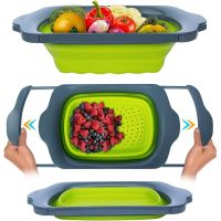 LMETJMA Collapsible Colander with Extendable Handles Colander Strainer Over The Sink Vegetable Fruit Colanders Strainers JT40 Colanders Food Strainers