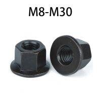 8.8 Grade Black Carbon Steel Hexagonal Flange Nut M8 M10 M12 M14 M16 M18 M20 M22 M24 M27 M30 Hex Flange Nut With Pad Height Nuts Nails Screws Fastener