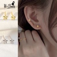 Delicate s925 Silver Tiny Flower Stud Earrings for Women Girls Korean Fashion Ear Jewelry