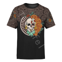 Aztec Mayan Skulls Flowers 3D Printed 2022 New Fashion Summer Harajuku T-shirt Unisex Top O-Neck Short Sleeve A19