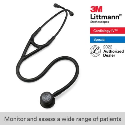 3M Littmann Cardiology IV Stethoscope, 27 inch, #6163 ( Black Tube, Black-Finish Chestpiece, Stainless Stem and Eartubes)