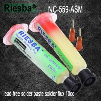 RIESBA NC-559-ASM ฟลักซ์บัดกรีติดบัดกรีปราศจากสารตะกั่ว10cc ตะกั่วเหลวบัดกรียางสนเหลว2ชิ้น