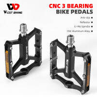 WEST ขี่จักรยานเบาเหยียบจักรยาน Antislip CNC อลูมิเนียมร่างกายถนน MTB เท้าแบนขี่จักรยานปิดผนึก3แบริ่งเหยียบจักรยานเสือภูเขา