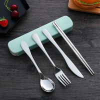 4PCS/Set Stainless Steel Cutlery Set Useful Cutlery Set Travel Picnic Childrens School Tableware High Quality Dinnerware Set Flatware Sets