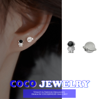 COCOJEWELRY 2022ใหม่ S925เงินสาวต่างหูเวอร์ชั่นเกาหลีแฟชั่นนักบินอวกาศสตั๊ดหญิงแสงหรูหราไม่สมมาตรดาวเคราะห์หูแหวน