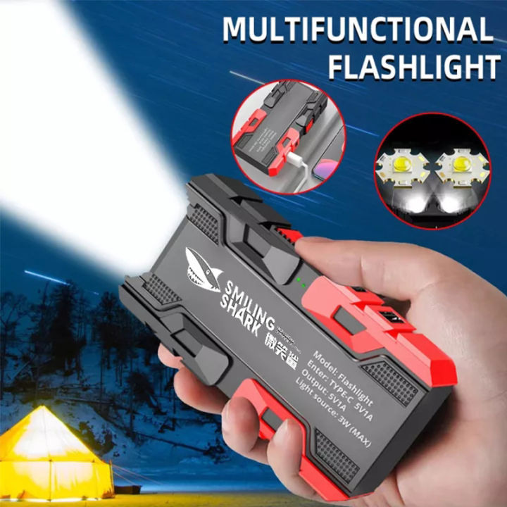 Original 2-Core Strong Bright Flashlight Rechargeable Outdoor Multi ...