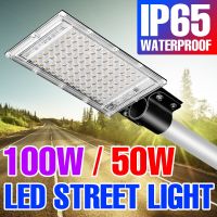 LED Refletor 220V Street Lamp IP65 Waterproof Flood Light Outdoor Lighting Garden Spotlight 50W 100W Led Road Lights With Pole Power Points  Switches