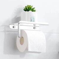 Toilet Paper Holder With Phone Shelf Punch-free Bathroom Roll Tissue Rack Wall Mount Accessoriesch-Free Toilet Paper Roll Holder Toilet Roll Holders