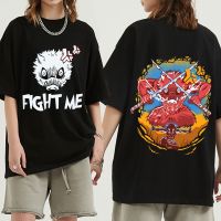 เสื้อยืดคอกลมAnime Demon Slayer T เสื้อ Kimetsu ไม่มี Yaiba ตลกหมูป่าหัว Inosuke เสื้อยืดผ้าฝ้ายแขนสั้น Tee เสื้อขนาดใหญ่