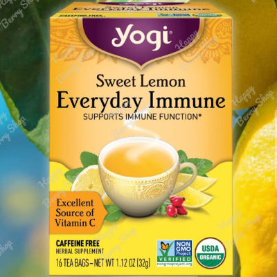 ชา YOGI ORGANIC HERBAL TEA 🍃⭐Sweet Lemon Everyday Immune Organic Herbal Tea⭐🍵 ชาโยคี ชาสมุนไพรออแกนิค ชาเพื่อสุขภาพ จากอเมริกา🇺🇸 1 กล่องมี 16 ซอง
