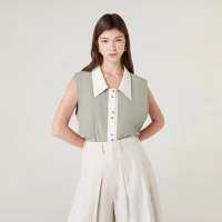 Sleeveless Shirt With Wooden Buttons-TAKTAI