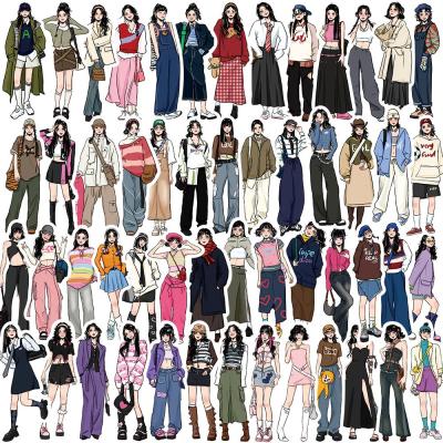 sale！10/60pcs Fashion Hand-painted Girl Sticker DIY Scrapbooking Journal Collage Album Characters Clothing Decoration Stickers Stickers Labels