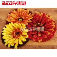 2021Latch Hook Rug Kits DIY Needlework Unfinished Crocheting Rug Yarn Cushion Mat Embroidery Carpet Rug Gerbera Flowers Home Decor