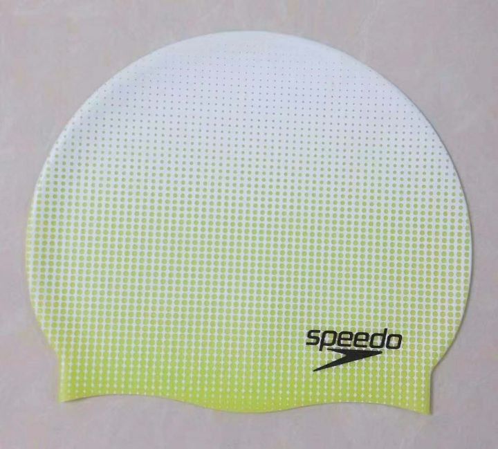 speedo-หมวกว่ายน้ำซิลิโคนบางสำหรับทุกเพศอุปกรณ์หมวกว่ายน้ำไม่รัดคอหัวสบาย