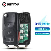 Keyyou 1j095975 Kunci Remote Mobil สำหรับแมลงปีกแข็ง Vw กอล์ฟ Pat Jetta 315Mhz 1j0 Id48 959 753 Am 5fa008399-30ที่ห้อยกุญแจ2000-2006