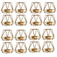 16 Pcs Metal Geometric Design Tea Light Votive Candle Holders, Hollow Tealight Candle Holders