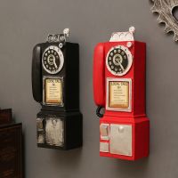 Vintage Telephone Model Wall Hanging Ornaments Retro Furniture Phone Miniature Crafts Gift for Bar Home Decoration Creativity
