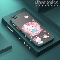 เคส Chenyyka สำหรับ OPPO A57 2016 A39เคสการ์ตูน Hello Kitty แฟชันบางเคสแข็งกันแรงกระแทกฝ้าขอบปลอกซิลิโคนนิ่มคลุมทั้งหมดเคสป้องกันเลนส์กล้อง