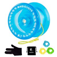 MAGICYOYO คริสตัลสีฟ้า K1ตอบสนองลูกโยโย่3สาย + ถุงมือ + กระเป๋า Yoyo ของขวัญ