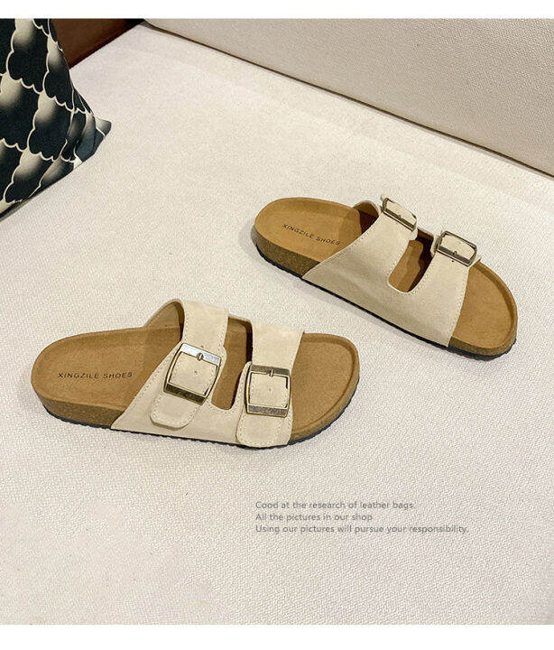 รองเท้าแตะ-birkenstocks-รองเท้าแตะใส่ด้านนอกสำหรับฤดูร้อน2023รองเท้าชายหาดพื้นหนากันลื่นรองเท้าแตะโบเคนหนังเนื้ออ่อน