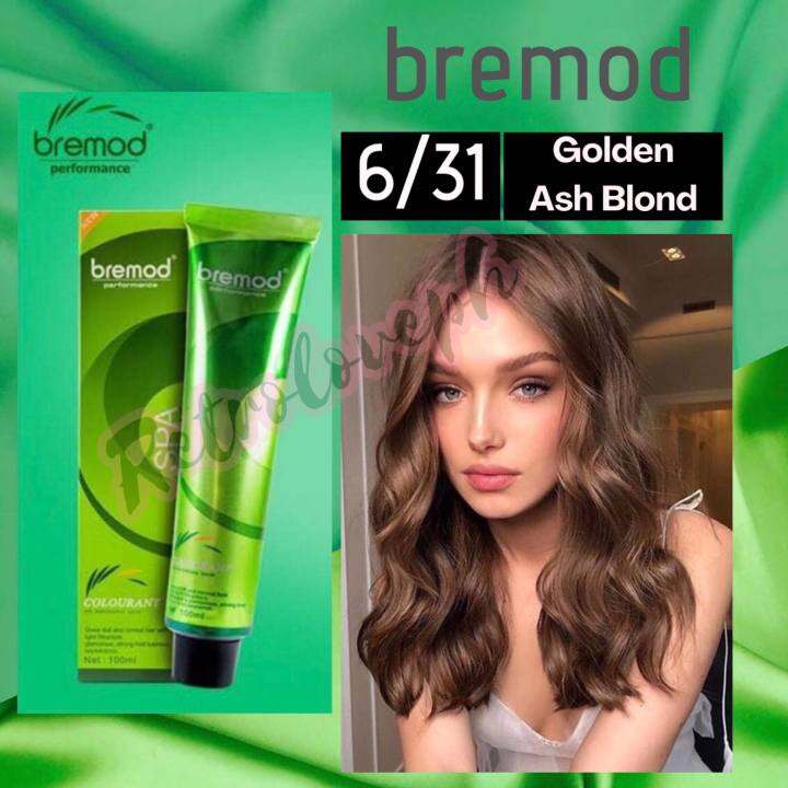 BREMOD Hair Color 100ml SET with Oxidizer(6.31 GOLDEN ASH BLOND
