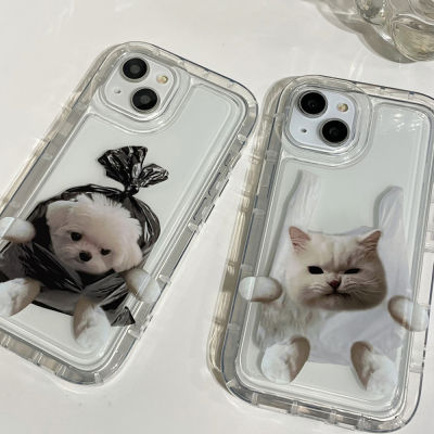 สำหรับ iPhone 11 7 8 Plus 12 14 13 Pro Max X XS Max XR 6 SE 2020 เคส iPhone หนา TPU Soft Case Clear Case ถุงลมนิรภัยกันกระแทกการ์ตูนน่ารัก 1011