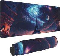 【lz】✗■۩  Mouse Pad estendido antiderrapante Paris Galaxy Night Landscape almofadas de ratos de borracha bordas costuradas 315x118 polegadas para laptop