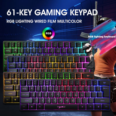 V700 61 Keys RGB Backlight Keypad USB Wired Gaming Keyboard for Computer PC Gamers