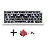 GMK67 3 Mode Mechanical Keyboard with Red Switch DIY Kit Hot Swappable RGB Backlight - White