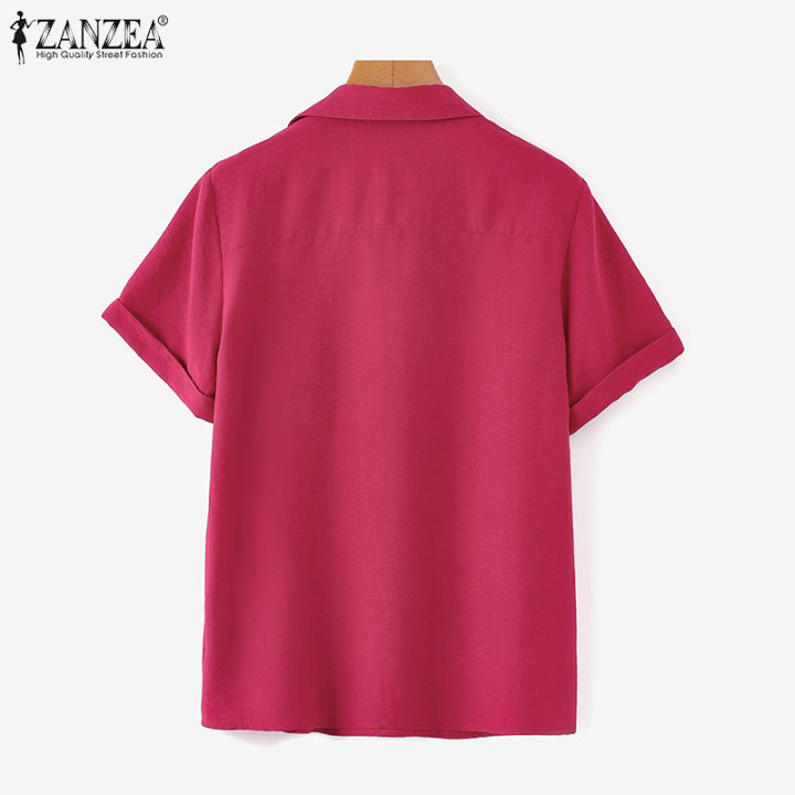 สินค้ามาใหม่-จัดส่งฟรี-fancystyle-zanzea-เสื้อยืดแขนสั้นคอวีหลวมลำลองผู้หญิงใส่ได้ทุกวันเสื้อหนา-15