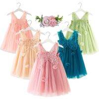 Summer Baby Girls Cute Candy Color Dresses Kids Lace Butterfly Wings Sleeveless Costume Korean Suspenders Flower Toddler Outfit  by Hs2023