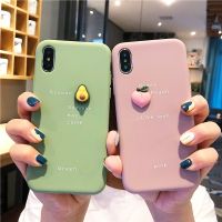 (Phone case)3D น่ารักอะโวคาโดแบบกรณีโทรศัพท์สำหรับ iPhone 13 12 11 Pro Max XR XS Max X 8 7 6 6วินาทีบวกน่ารักผลไม้ซิลิโคนจดหมายปกหลังเคสและซองมือถือ