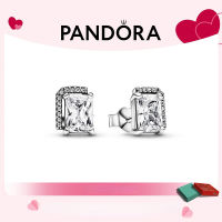 แพนดอร่า 925 ต่างหูเงินสเตอร์ลิงสำหรับผู้หญิงPandoraˉ 925 sterling silver womens earrings Pandoraˉ rectangular bright ring earrings 292380C01 temperament design Valentines Day gift earrings