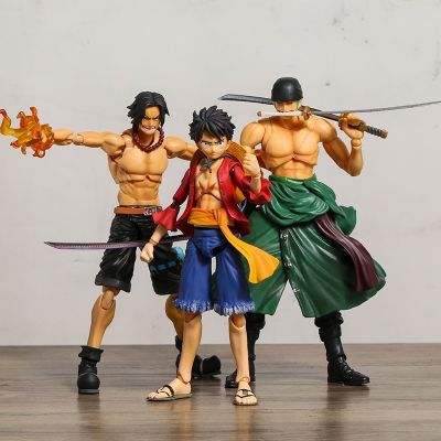 MH Variable Action Heroes One-Piece Portgas D Ace Monkey D Luffy Roronoa Zoro Action Figure Joint Movable ของเล่น