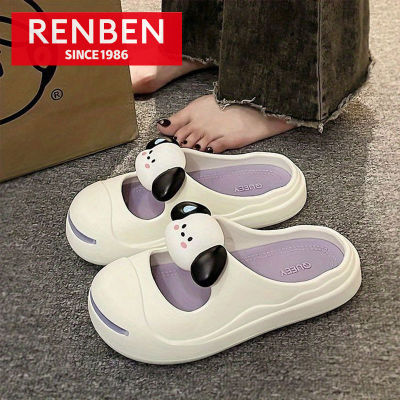 RENBEN รองเท้าแตะสำหรับผู้หญิง,ใหม่รองเท้าแตะสำหรับใส่ในบ้านรองเท้าแตะรองเท้าเปิดส้นในร่มรองเท้ามีรูให้ความรู้สึกเหมือนอุจจาระพื้นรองเท้าสำหรับผู้หญิง