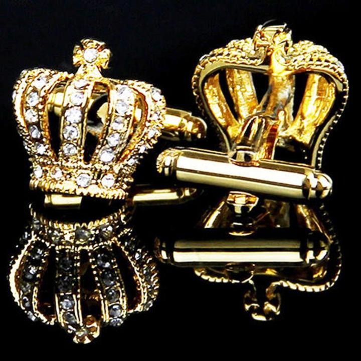 กระดุมข้อมือคริสตัลวินเทจที่ข้อมือสวยงามลิงค์สำหรับชุดแต่งงานชุดเสื้อสูท-kancing-emas