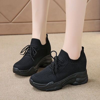 ♣◆■  Increased within the white shoe female 2022 new autumn fly netting surface leisure sports shoe breathable bottom thick torre summer